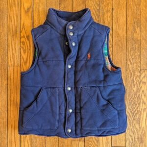 Vintage Polo Ralph Lauren Kids Small 8 Quilted Navy Blue Vest